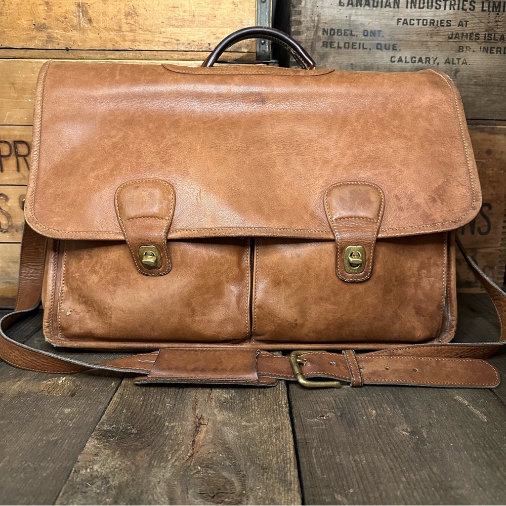 Vintage Coach Leather Briefcase 0532 Light Brown Unisex